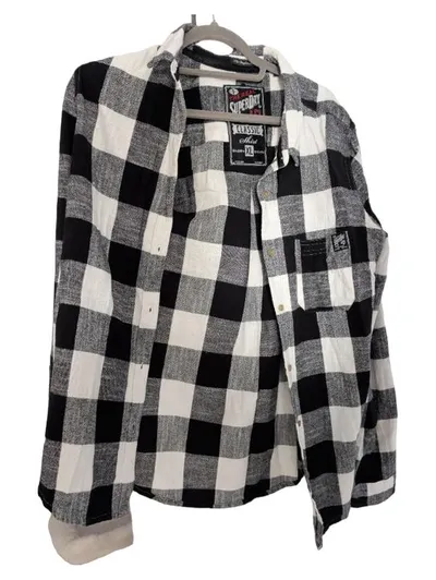 Superdry The Boyfriend Shirt Damen Freizeithemd Kariert Schwarz Gr. 54/XL