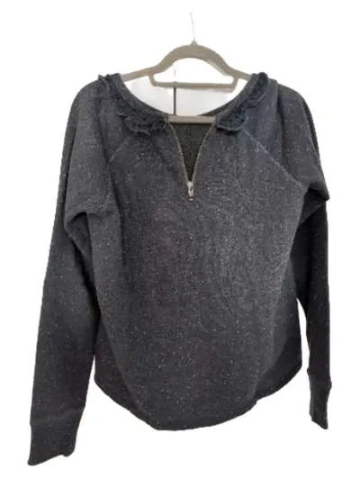 Superdry Damen Pullover mit Kragen Grau Gr. 52 Meliert Spitze