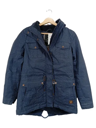 Ragwear Damen Parka Outdoorjacke Gr. S Blau Gepunktet Kapuze Winterjacke