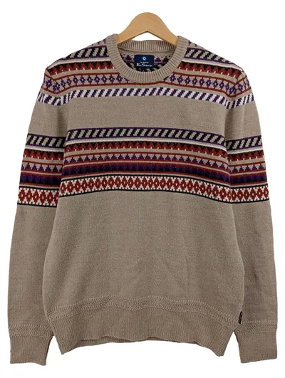 Ben Sherman Herren Pullover Beige Ethno-Muster Gr. 48 M Casual