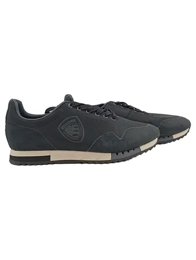 Blauer Herren Sneaker Low Schwarz Gr. 45 Retro Freizeitschuhe