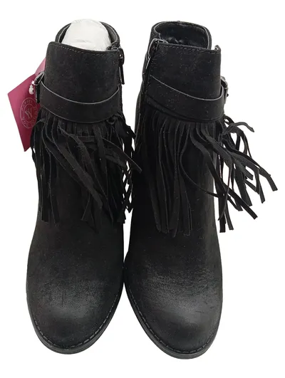 You Young Coveri Damen Stiefeletten Schwarz Gr 38 Fransen Absatzschuhe