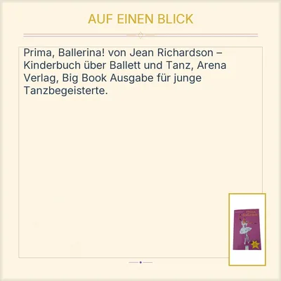 Prima, Ballerina! Jean Richardson Arena Big Book Kinderbuch Ballett Tanz