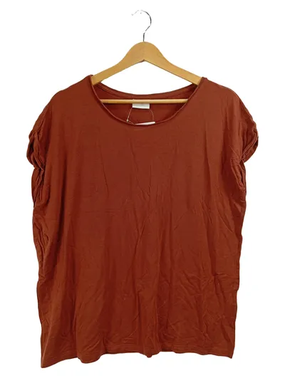 Areaware Damen T-Shirt Basic Kurzarm Uni Orange Gr. 40 L Baumwolle