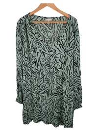 BON'A PARTE Blusenkleid Damen XXL Grün Animal-Print Viskose Tunika 1