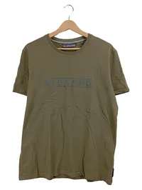 Elbsand Herren T-Shirt Oliv Gr. 48 M Logo-Print Kurzarm Casual Baumwolle 1