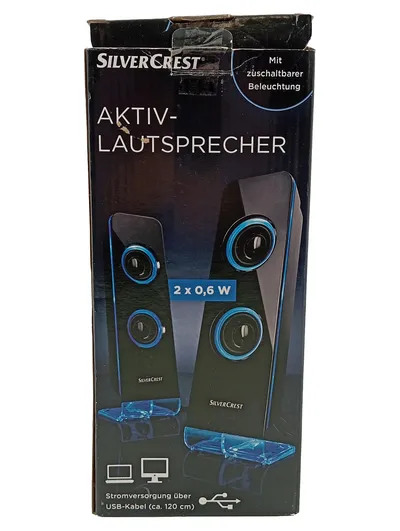 SilverCrest SLB 1.2 C2 Aktiv-Lautsprecher Set PC Boxen Beleuchtung Schwarz