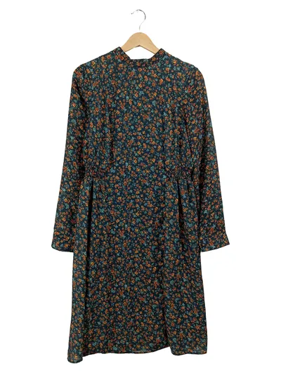 Linea Tesini Damen Kleid Blumenmuster Langarm Gr. 38 Petrol Freizeitkleid