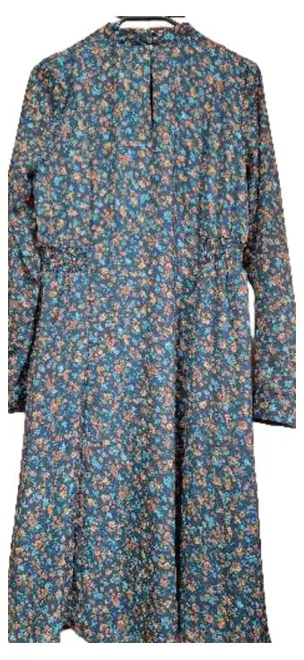 Linea Tesini Damen Kleid Blumenmuster Langarm Gr. 38 Petrol Freizeitkleid
