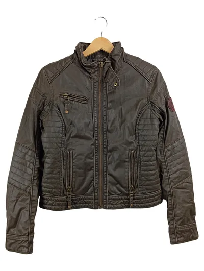 TRIBECA NEW YORK Damen Lederjacke Braun Gr. 34 XS Casual
