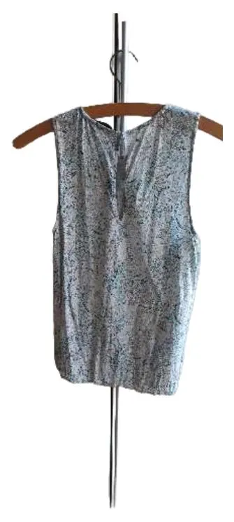 Hallhuber Damen Top Ärmellos Paisley Muster Weiß Türkis Gr. 34 XS 2