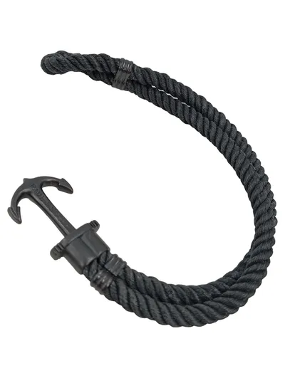 PAUL HEWITT Armband Herren Schwarz Maritim Anker Stoff Edelstahl 19 cm