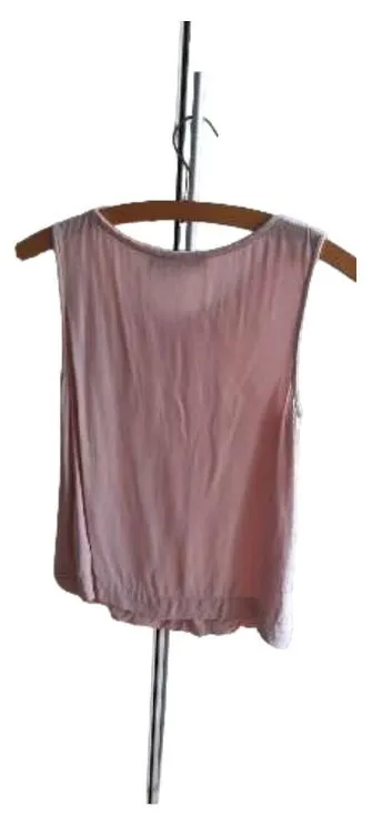Hallhuber Damen Top Bluse Gr. 34 XS Rosa Ärmellos Viskose