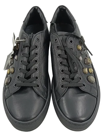 Alesya Damen Sneaker Low Schwarz Gr. 39 Schmucksteine Strass Freizeit Schuhe