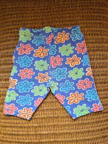 Esprit Mini Kinder Radhose Shorts Blau Blumenmuster Gr. 98 Baumwolle