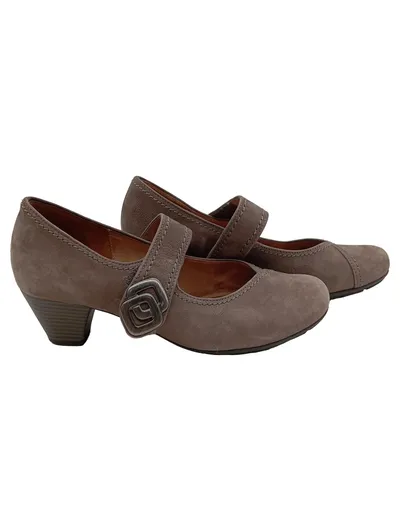 Gabor Damen Mary Jane Pumps Ballerinas Gr. 37.5 Beige Wildleder Absatz