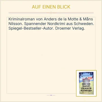 Der Tod macht Urlaub in Schweden - de la Motte & Nilsson - Kriminalroman Droemer