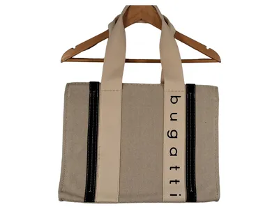 bugatti Henkeltasche Shopper Damen Beige Canvas Baumwolle Tote Bag
