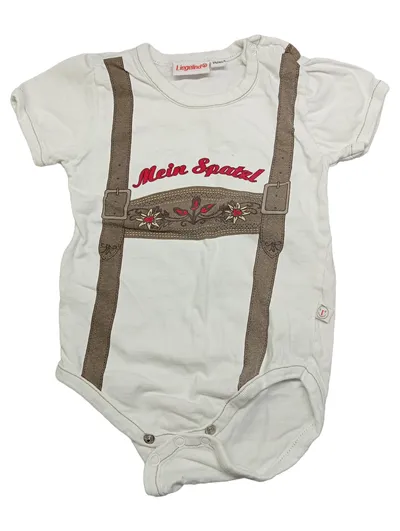 LIEGELIND Baby Body Trachten-Look Mein Spatzl Gr. 74/80 Weiß