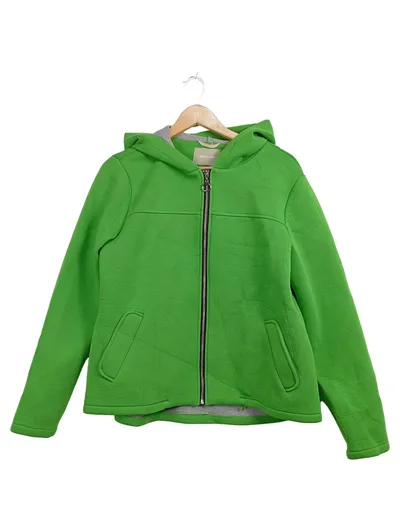 AMBER & JUNE Sweatjacke Grün Gr. 40 L Kapuze Reißverschluss Casual