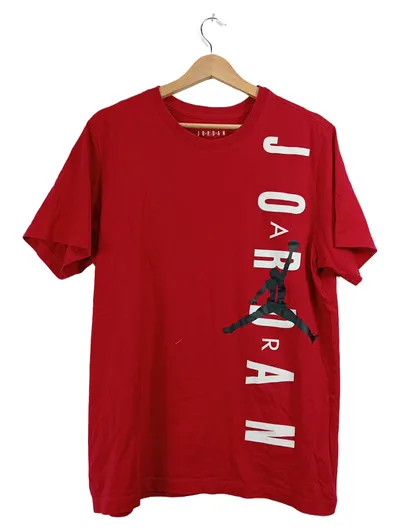 Jordan T-Shirt Herren Gr. L Rot Jumpman Logo Vertikal Streetwear