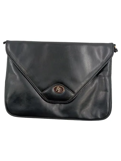 Bally Damen Umhängetasche Schwarz Leder Vintage Pferde-Logo