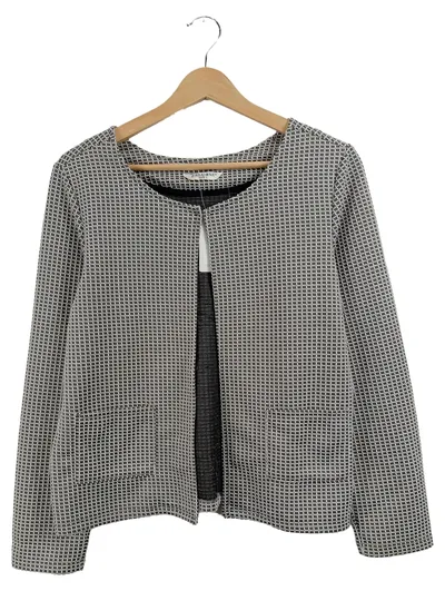 Zabaione Damen Blazer Jacke Gr. L 40 Grau Geometrisch Business
