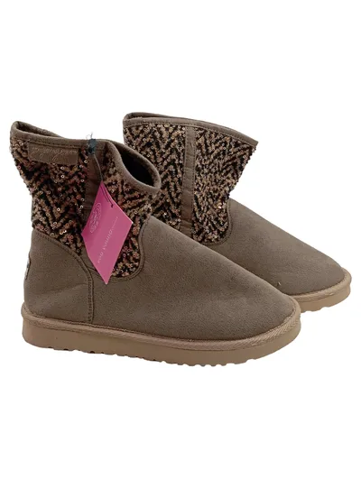 You Young Coveri Damen Stiefeletten Beige Gr. 38 Pailletten Fischgrätenmuster