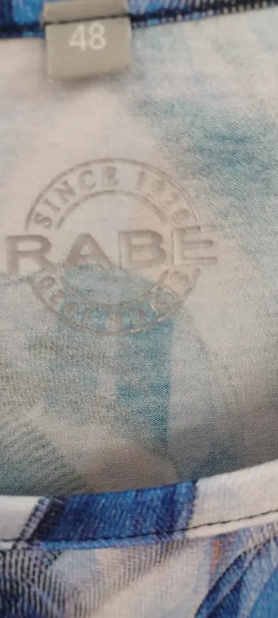 RABE Damen Pullover Blau Abstrakt Gr. 48 3, 4-Arm Viskose Casual
