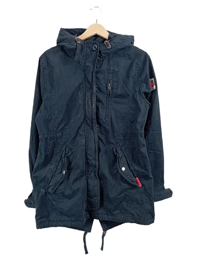 Superdry Herren Parka Jacke Blau Gr. 52 L Casual Baumwolle Kapuze