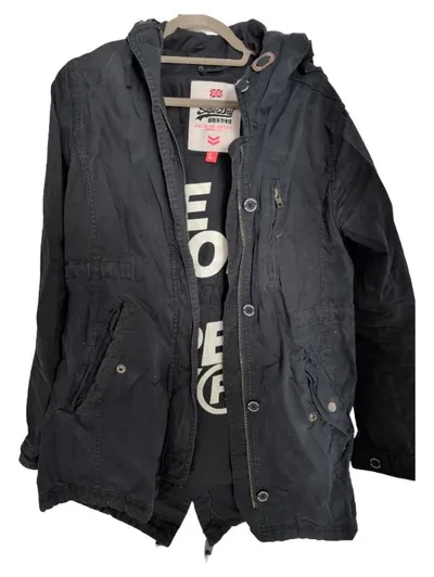 Superdry Herren Parka Jacke Blau Gr. 52 L Casual Baumwolle Kapuze