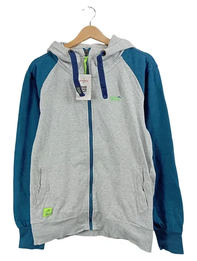 Maui Sports Herren Sweatjacke Hoodie Grau Blau Gr. M 48, 50 Kapuze Freizeit