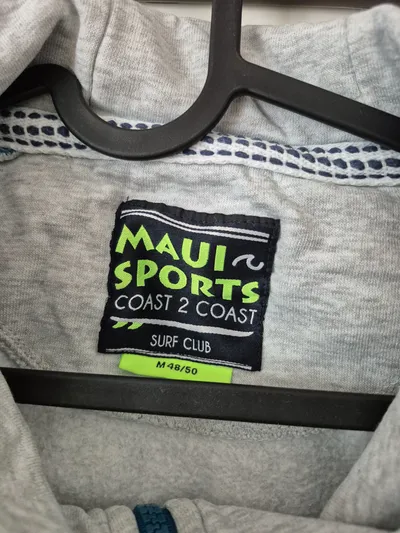 Maui Sports Herren Sweatjacke Hoodie Grau Blau Gr. M 48, 50 Kapuze Freizeit