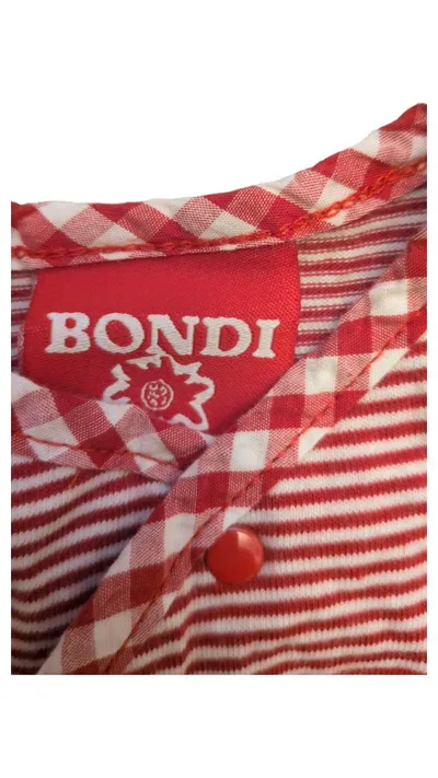 Bondi Baby Strampler Einteiler Gr. 62 Rot Gestreift Hirschmotiv Tracht