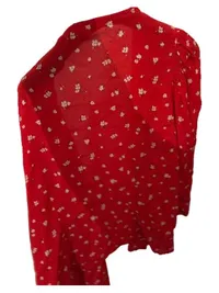 MANGO Bluse Damen XL Rot Blumenmuster Wickeloptik V-Ausschnitt 2