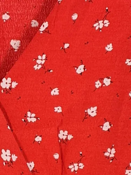 MANGO Bluse Damen XL Rot Blumenmuster Wickeloptik V-Ausschnitt 6