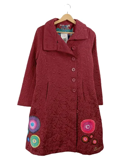 Desigual Damen Strickjacke Rot Gr. 42 XL Bunte Applikationen