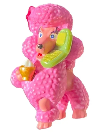 MPG Rosa Pudel Spielfigur mit Telefon & Eis UN149 Sammelfigur