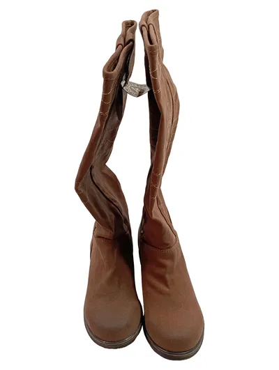 Enrico Coveri Damen Stiefel Langschaftstiefel Braun Gr. 36 Stickerei