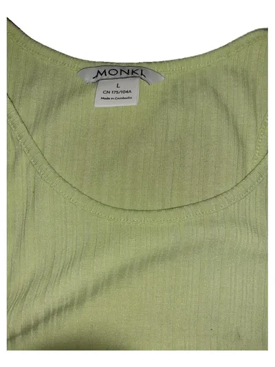 Monki Damen Crop Top Hellgrün Rippstrick Ärmellos Gr. L