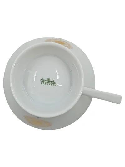 Rosenthal Tasse Porzellan Weiß Gold Blumen Dekor Germany Retro