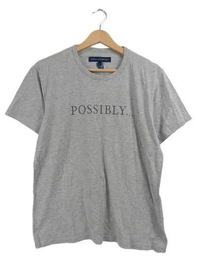 French Connection Herren T-Shirt Grau Gr. L 50 Schriftzug Baumwolle Casual