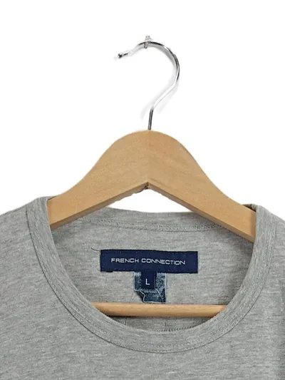 French Connection Herren T-Shirt Grau Gr. L 50 Schriftzug Baumwolle Casual