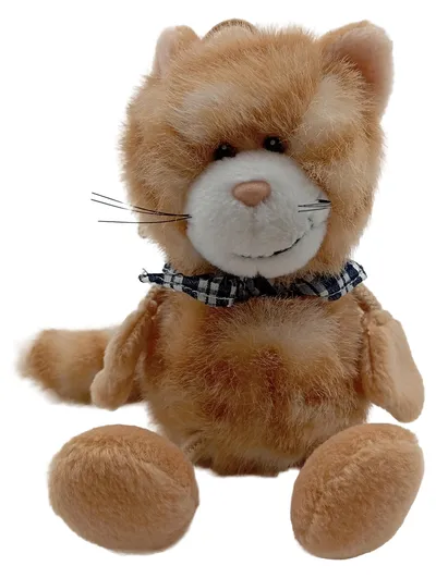 NICI Kuscheltier Katze braun mit Karo-Schleife 14cm Plüschtier