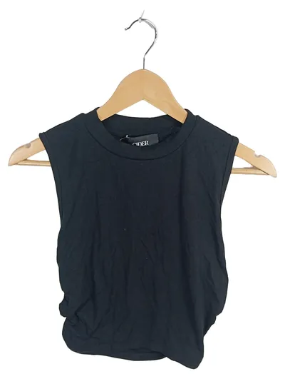Cider Damen Top Muskelshirt Ärmellos Schwarz Gr. L Basic Crop