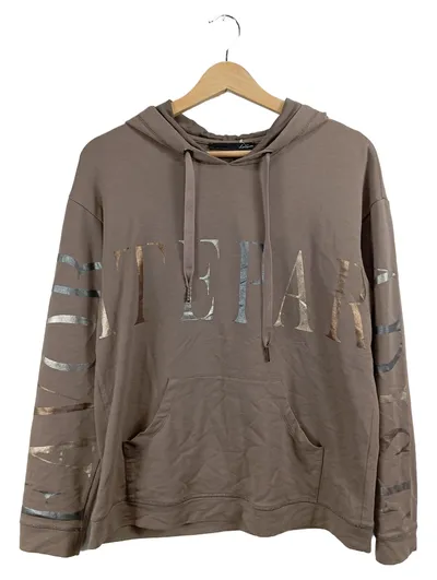 LeComte Damen Kapuzenpullover Hoodie Braun Gr. 40 L Schriftzug Casual