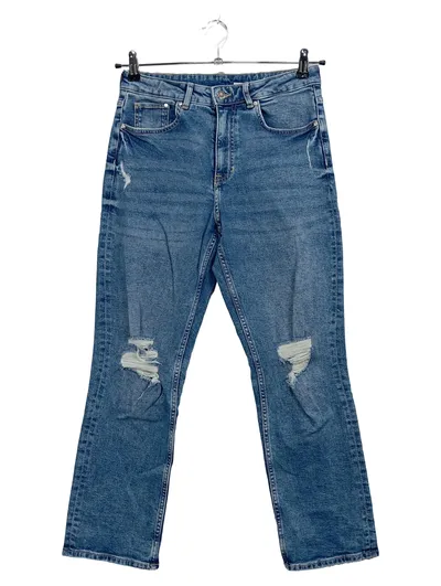 H&M &Denim Destroyed Jeans Damen Gr. 38 Blau Ripped Denim