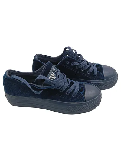 Everlast Sneaker Low Kinder Gr. 37 Navy Blau Samt Velvet Schnürer