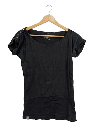 Black Premium by EMP Damen T-Shirt Schwarz Gr. S Baumwolle Zierknöpfe