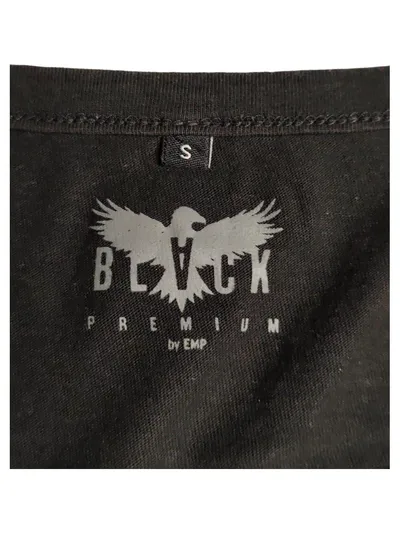 Black Premium by EMP Damen T-Shirt Schwarz Gr. S Baumwolle Zierknöpfe